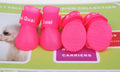 Soft rubber pet rain boots in royal blue, yellow, purple, rose red and black, sizes S M L
