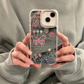 Silicone phone case with graffiti butterfly design and folding bracket for iPhone 12 Pro Max