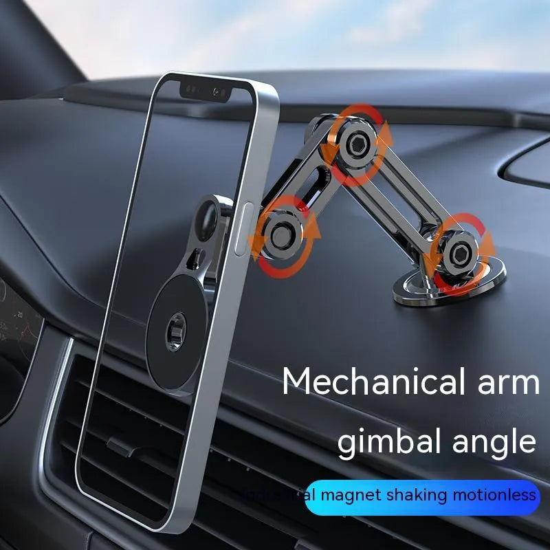 Black magnetic car phone holder with suction mount for vehicle dashboard or windscreen attachment