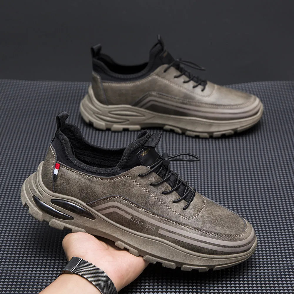 Men's black fleece-lined waterproof sneakers with padding and rubber soles