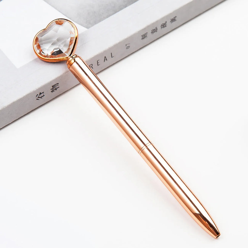 Creative Crystal Love Ball Metal Pen in golden, rose gold, or silver colour with crystal detail