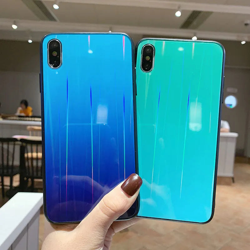 Gradient glass phone case with starry sky design for Huawei P20 in slim TPU PC back cover