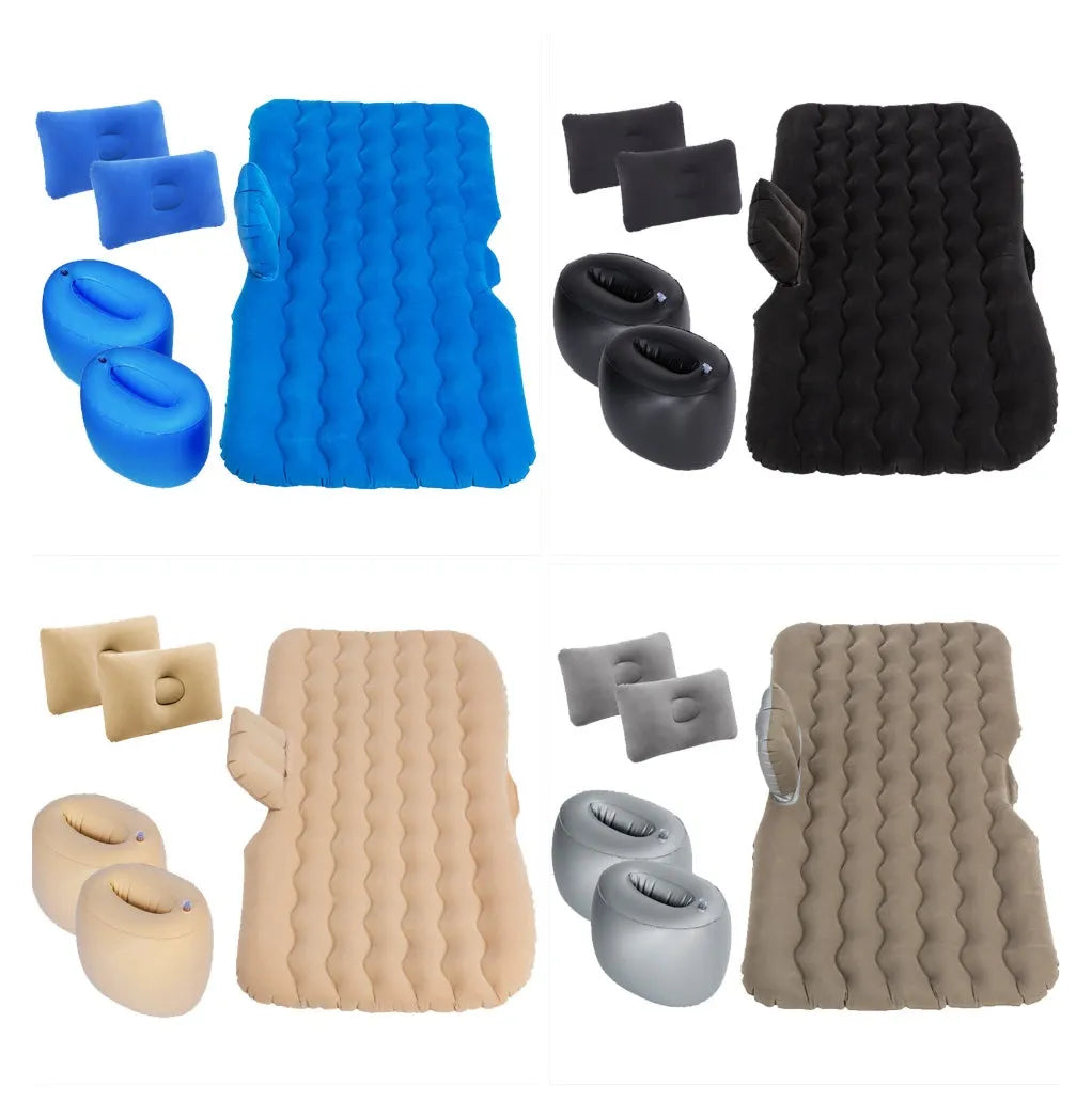 Blue flocking cloth car inflatable mattress with two pillows in SUV back seat