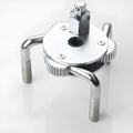 Silver round three-jaw oil filter wrench with frosted finish for metric filter elements
