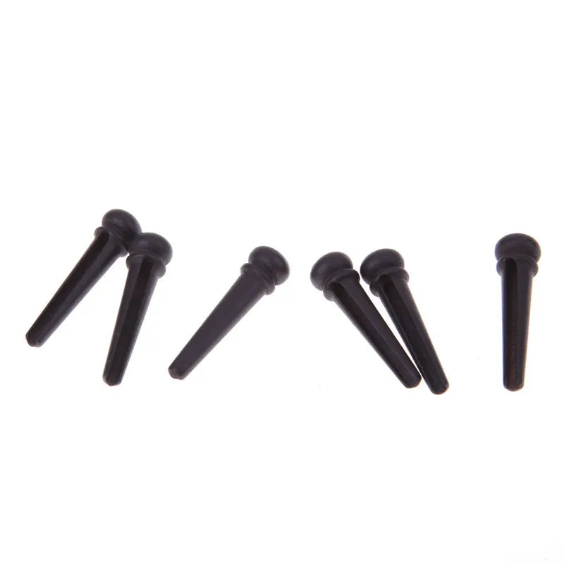 Six ebony folk guitar string nails with matt black finish for 40-42 inch acoustic guitars