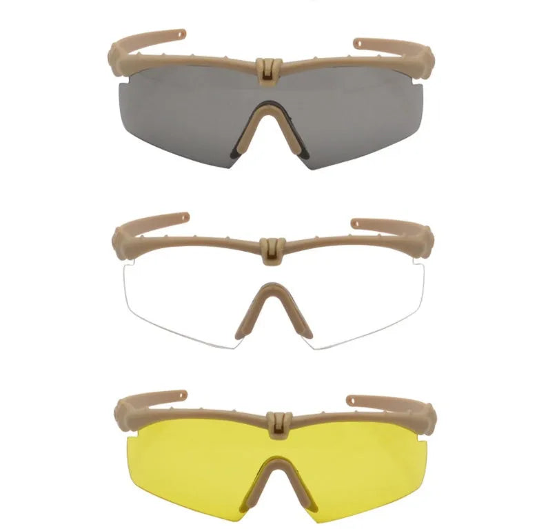 Tactical shooting glasses in black with polycarbonate frame and 13cm temple length