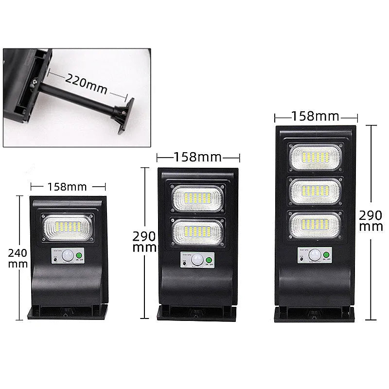 BS02 integrated solar garden lamp in black ABS anti-UV plastic with 20W/40W/60W options