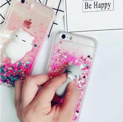 Four glittery cat design phone cases for iPhone models 6 through to X on a white background.