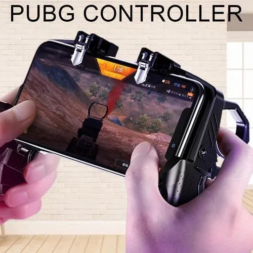 Black multi-function gamepad controller with integrated phone holder for smartphones