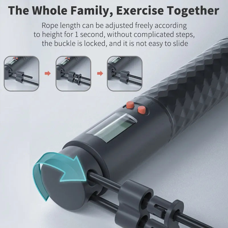 TMT electronic wireless skipping rope with digital counter, silicone handle, 3m adjustable cord, and two weight balls