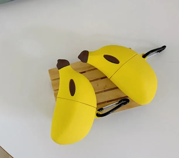 Yellow banana silicone protective case for compatible Apple AirPods Pro wireless headphones