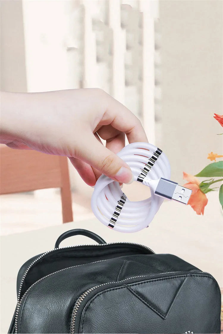 Magnetic charging cable with splitter joints for Apple iPhone and Android device compatibility
