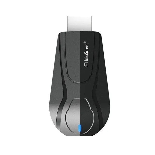 Black wireless screen player device for connecting smartphones to TVs via HDMI