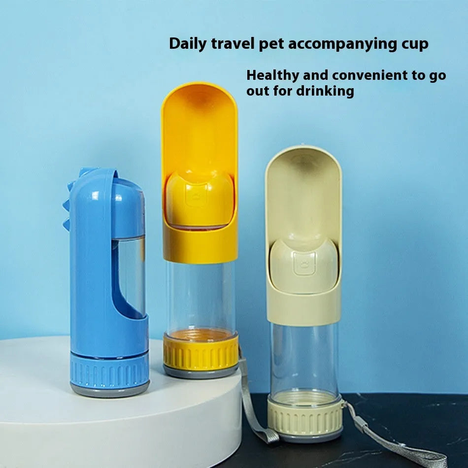 Portable 350ml folding plastic pet cup in beige white colour for travel use