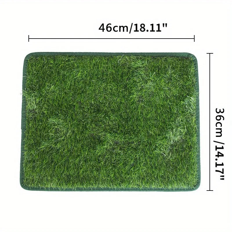 Artificial grass dog and cat toilet training mat in small, medium, and large washable sizes.