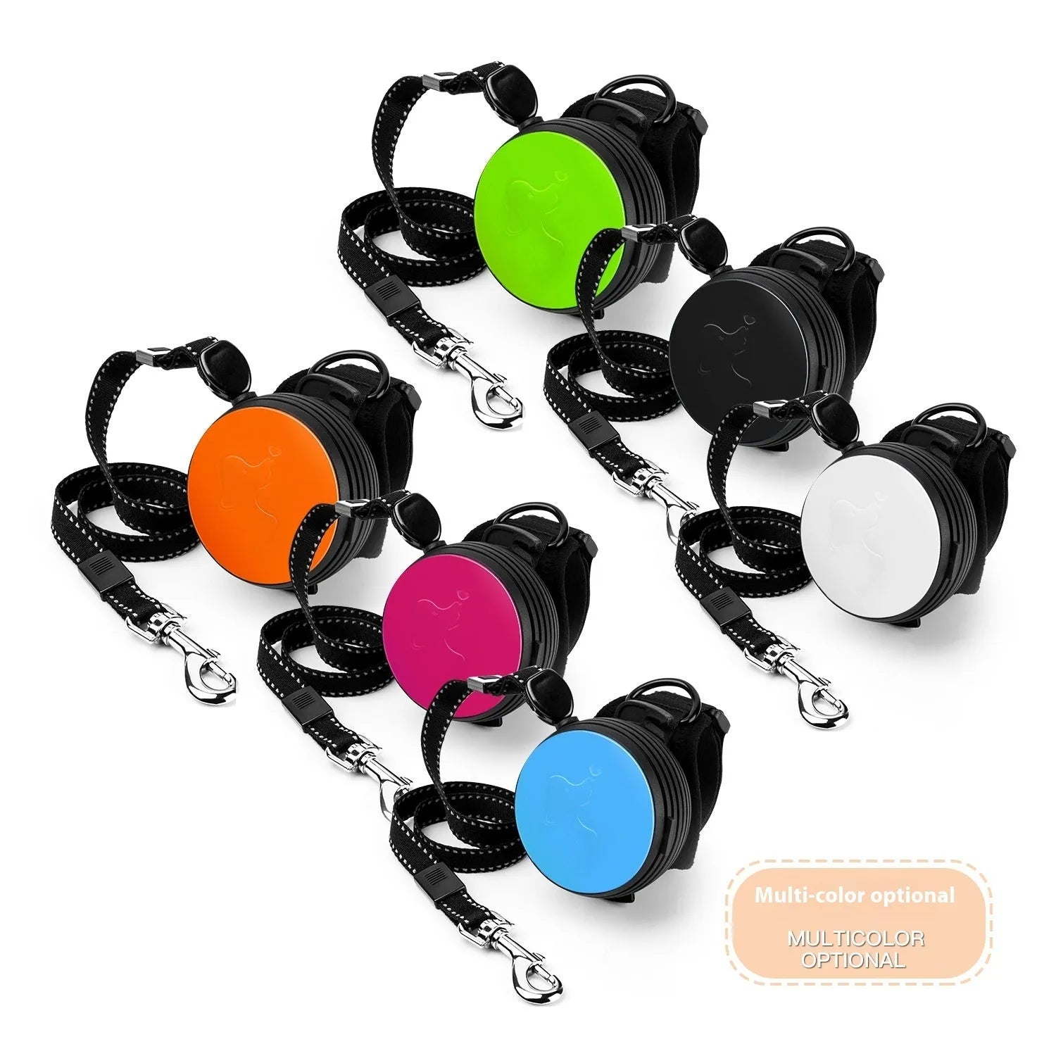 Explosion-proof automatic retractable dog leash extended to 3 metres, shown in vibrant orange colour.