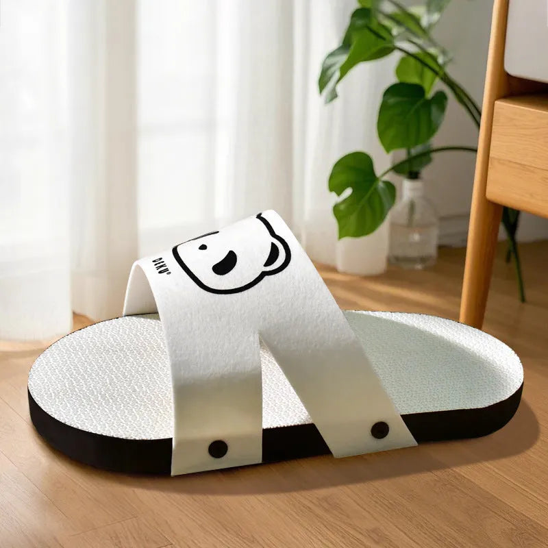 White slipper-style corrugated paper cat scratch board for pets