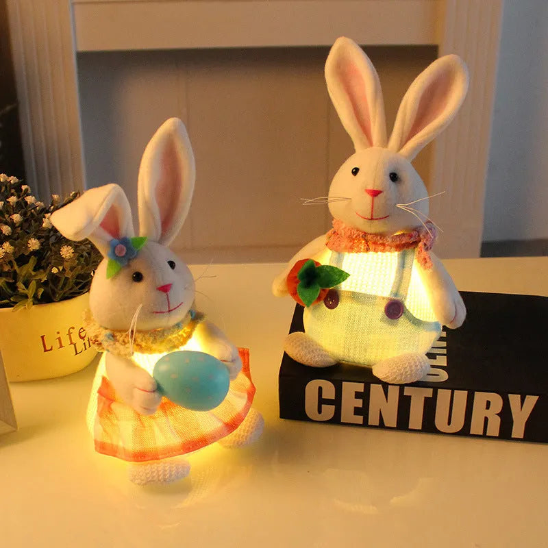 Easter cartoon rabbit tabletop decoration cloth padded cotton plastic 11x11x24cm luminous