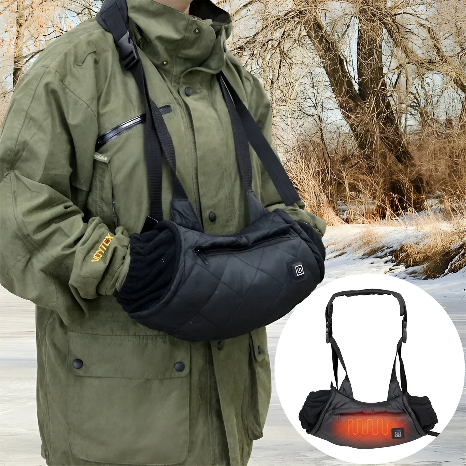 Outdoor camping heating hand bag with three gear adjustment for ice fishing winter body heating in camo colour
