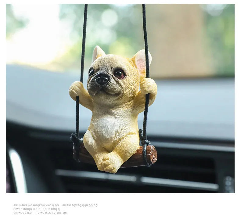 Resin bulldog car hanging ornament for rearview mirror decoration in cartoon style