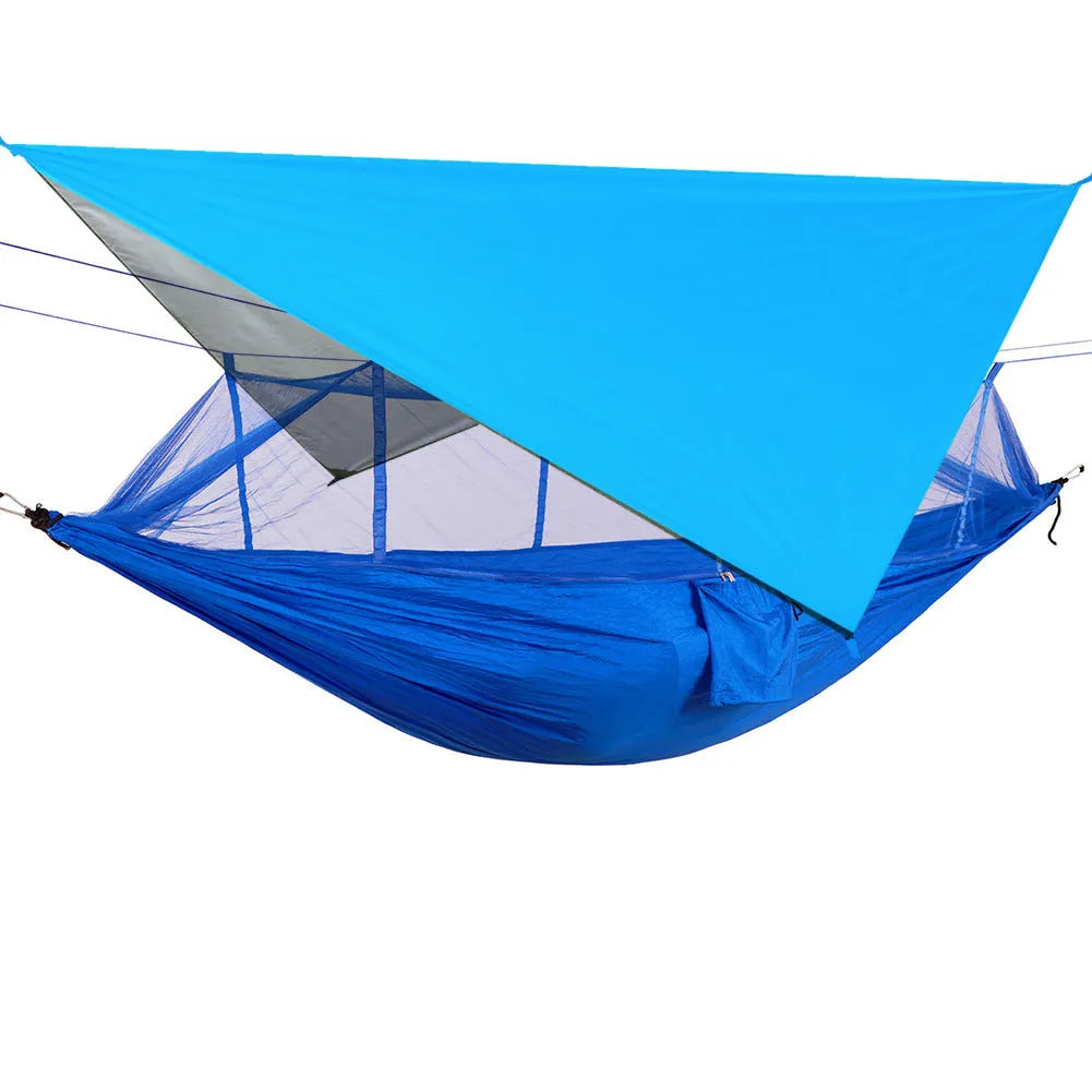Waterproof camping hammock with mosquito net and sunshade canopy 260 x 140cm in army green