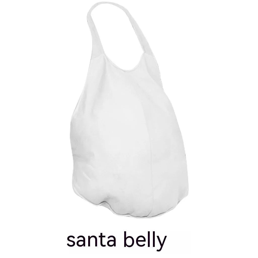 Christmas stage costume set with white top and Santa Claus belly piece for men and women