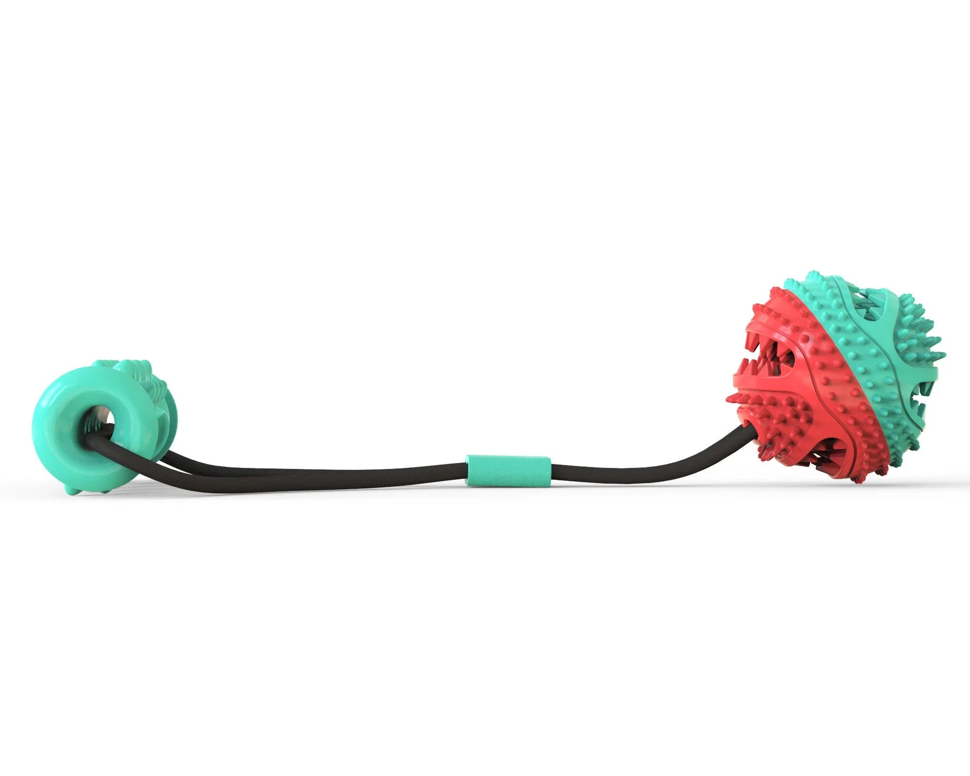 Pet toy pull rope training ball with 8.5cm diameter ball and 12cm molar stick on grass