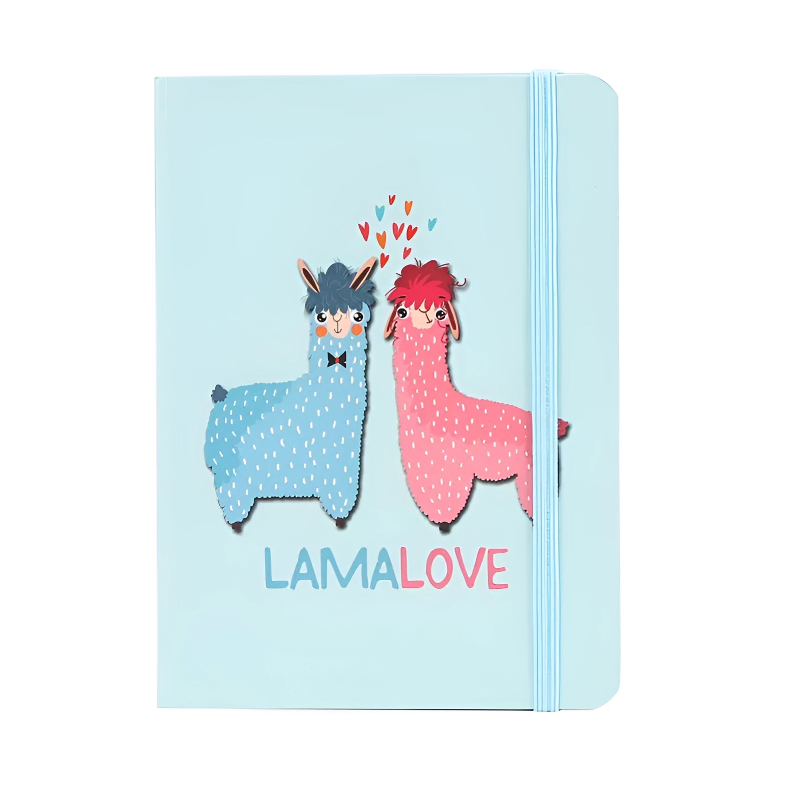 Alpaca cartoon notebook with paper cover showing 96 pages of 80g yellow paper in A5, A6 and A7 size options