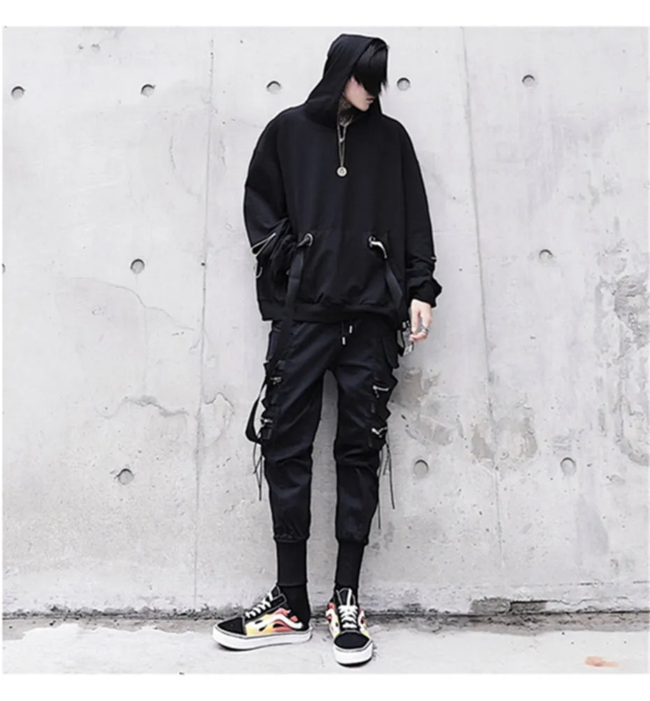 Harajuku hip hop loose hoodie sweatshirt in solid colour with long sleeves and hood, sizes M to 3XL
