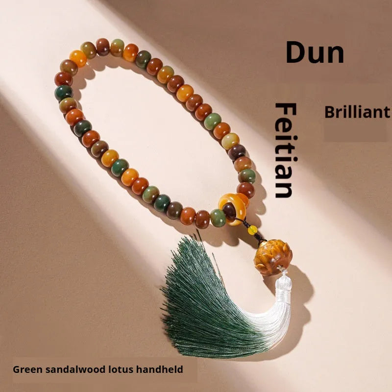 Bodhi seed double ring bracelet with Dunhuang cultural patterns in national style design