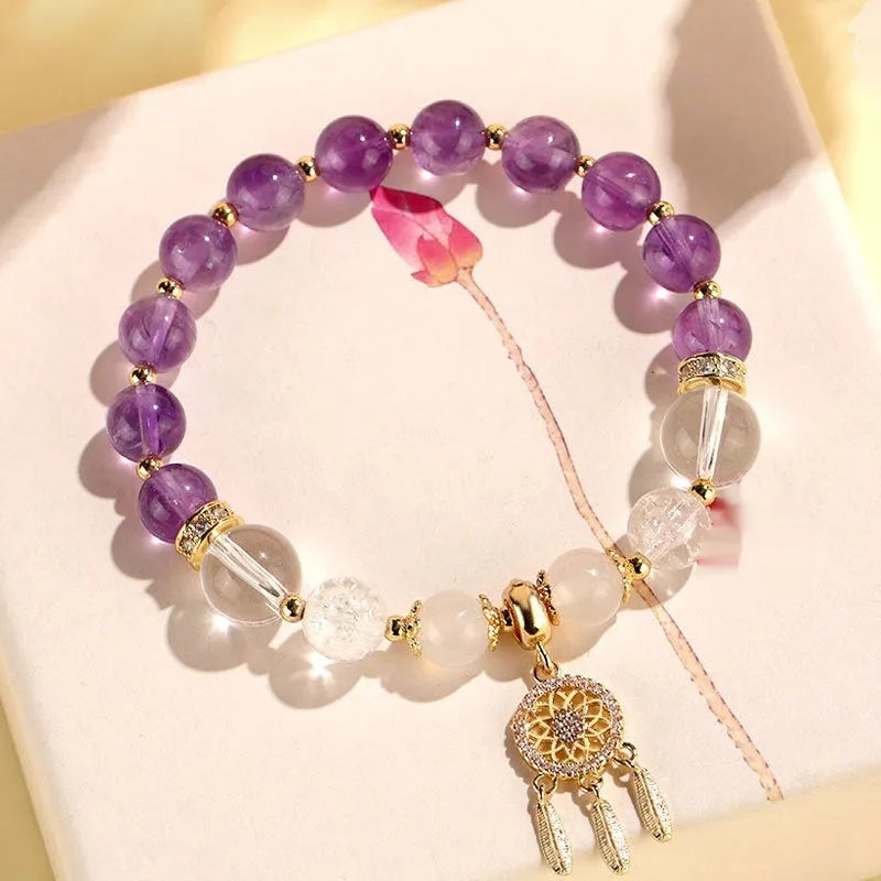 Women's Chinese style crystal tassel bracelet with electroplated diamond beads