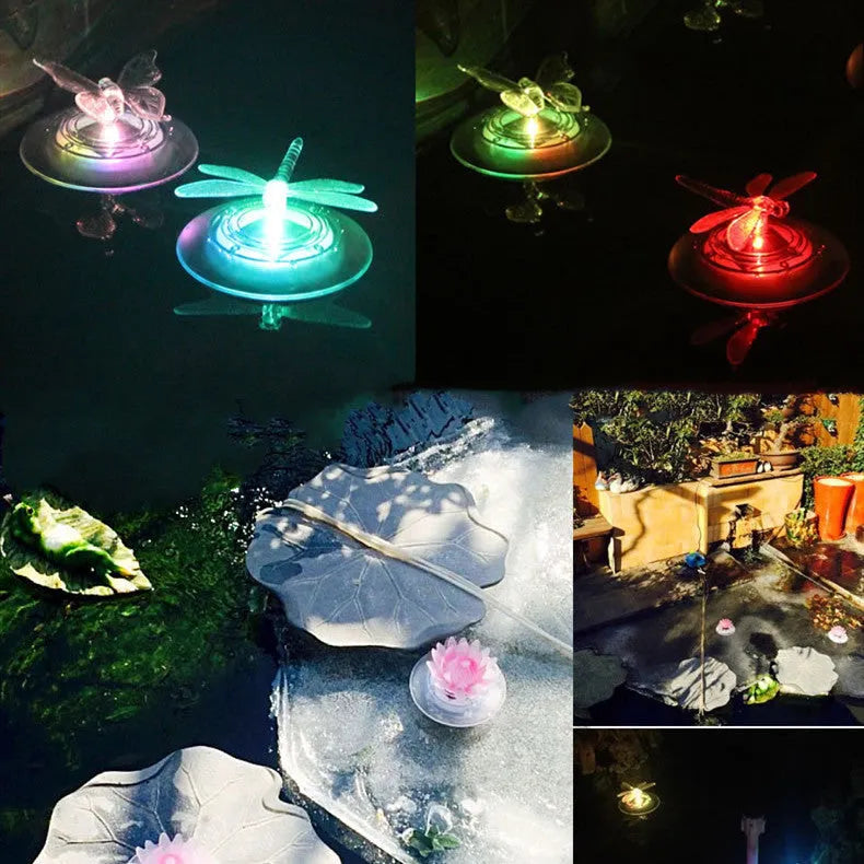 Solar LED float lamp in butterfly or dragonfly shape, 125 mm, IP44, for pond, fountain and pool