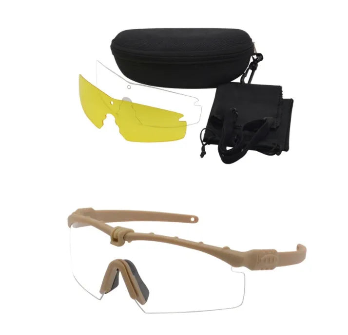 Tactical shooting glasses in black with polycarbonate frame and 13cm temple length