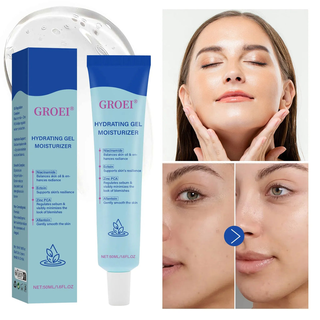 50ml moisturising facial gel container with hyaluronic acid for hydration