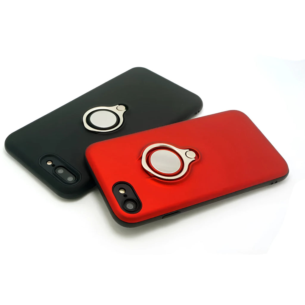 Solid colour magnetic back cover case for iPhone on a table, showing colour options.