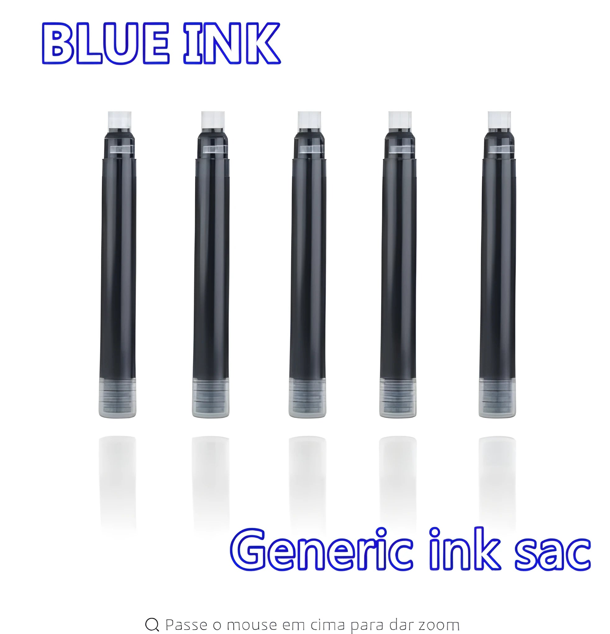 Ten steel ink sac replacements for fountain pen repair on a white background.