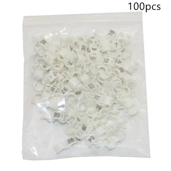 Plastic bird foot split rings in six colours with multiple sizes for bird identification