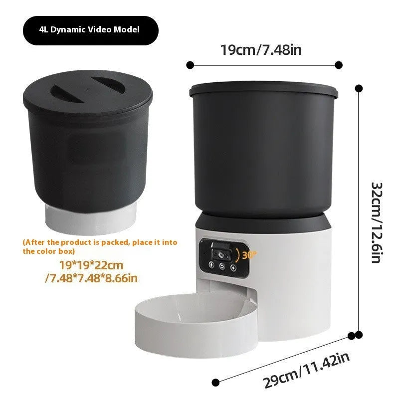 4-litre automatic pet feeder with optional camera and choice of stainless steel or plastic bowl