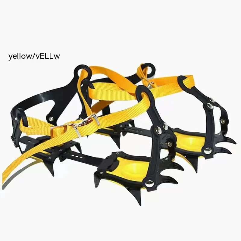 Professional non-slip shoe cover with ten steel teeth for snow and ice in yellow and orange
