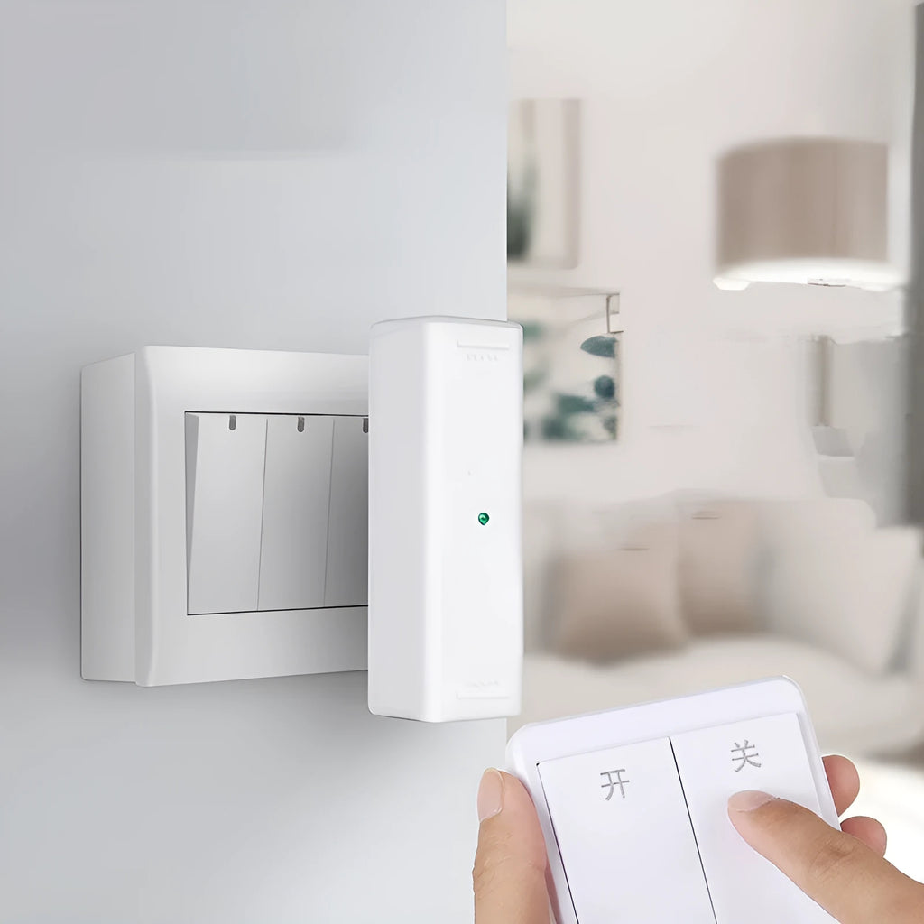 Wireless voice control light switch with remote and wall panel in white or gold finish