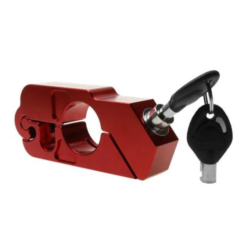 Black CNC aluminium motorcycle handlebar lock with stainless steel wire and two keys