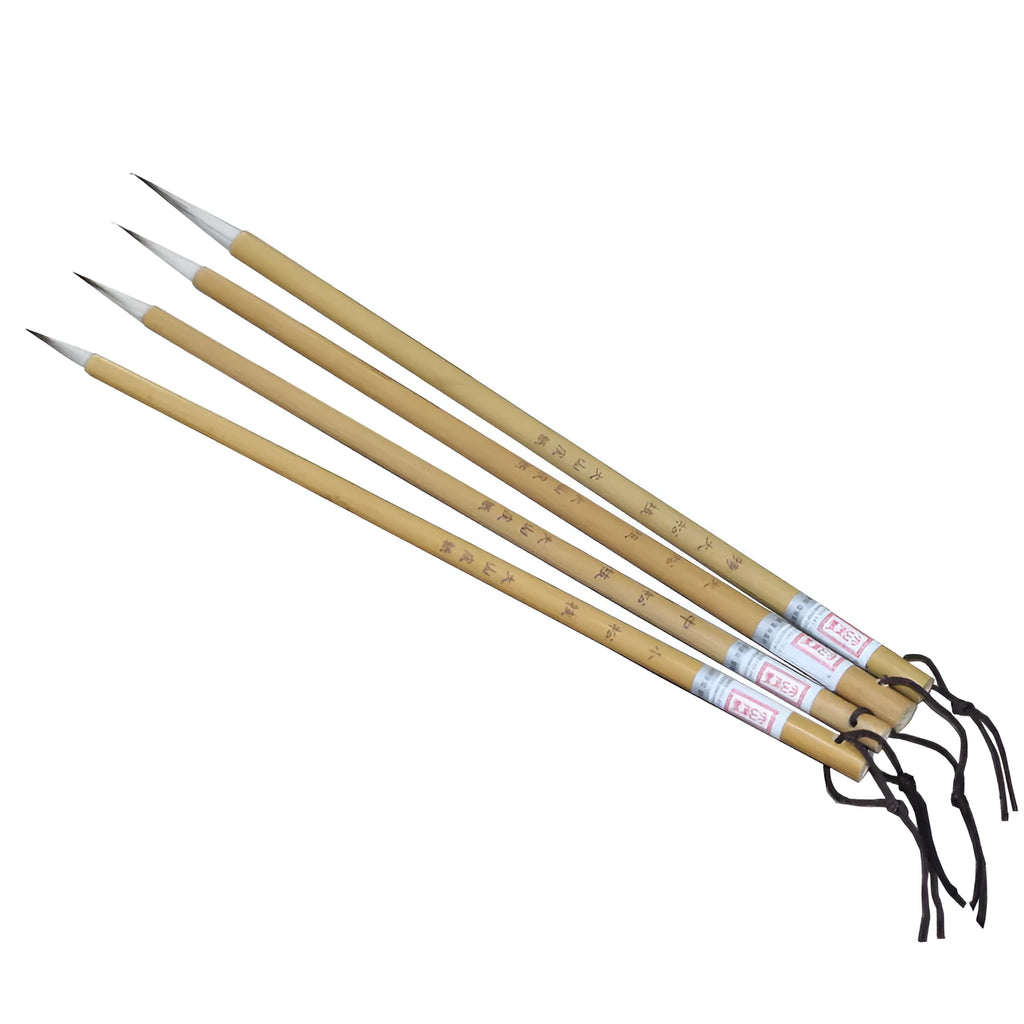 Traditional writing brush set with mixed hair construction and thin gold body design