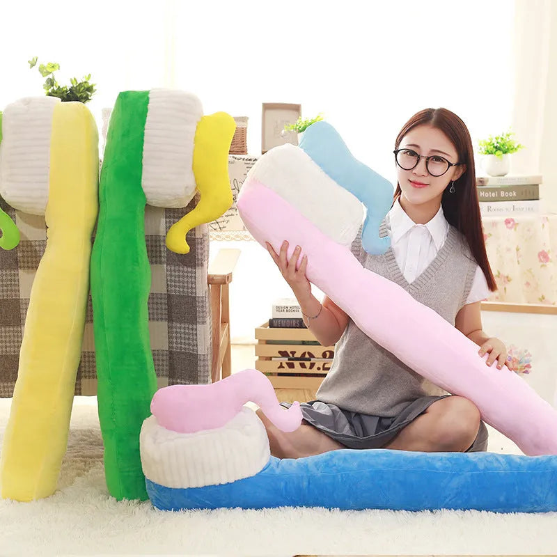 90cm tall cartoon toothbrush pillow plush toy photo prop in green, yellow, pink, and blue colours