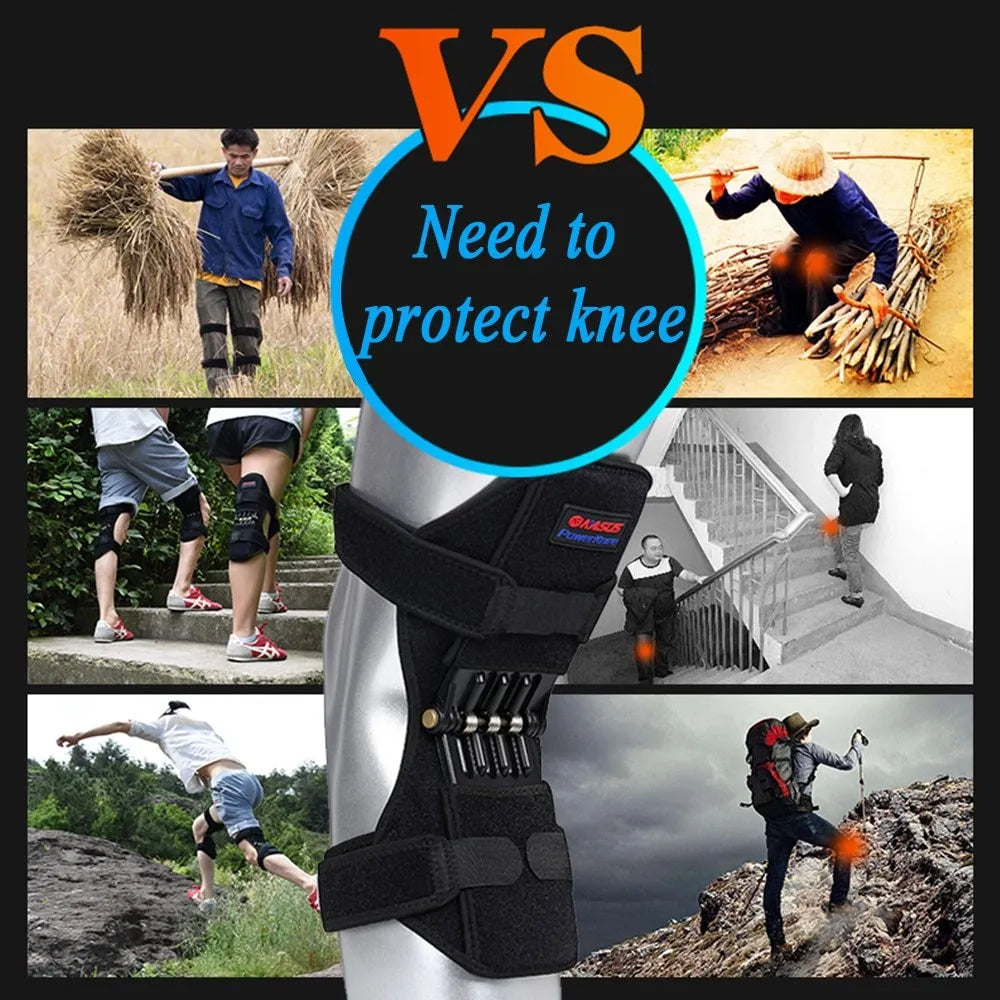 Adjustable knee brace with booster spring mechanism in breathable fabric for sports support