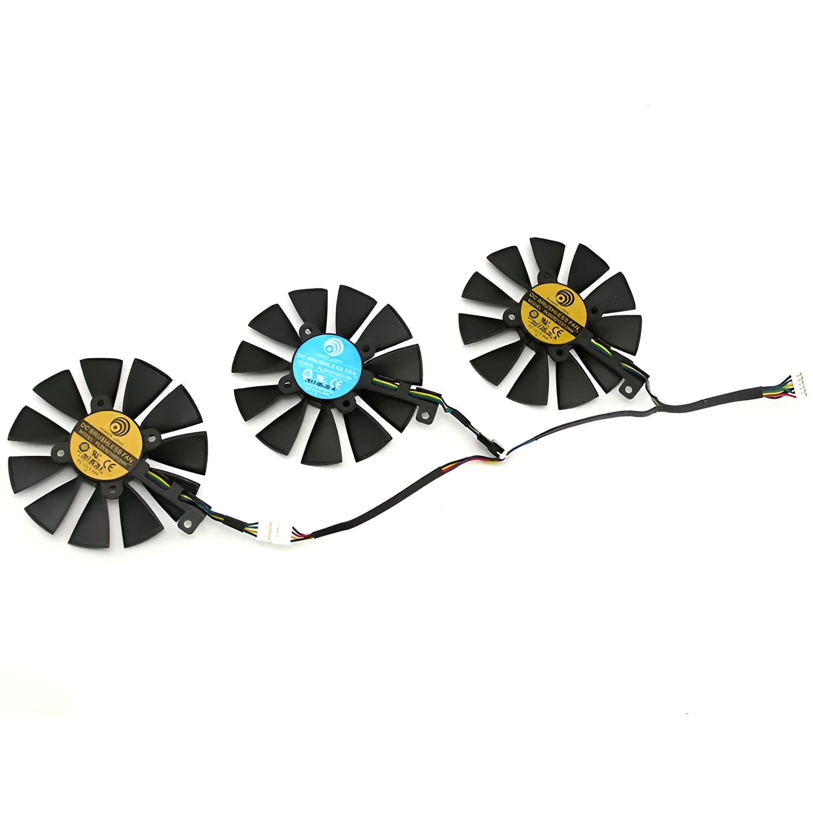 PLD09210S12M 87mm square graphics card cooling fan with 4-pin connector for ROG Strix GPUs.