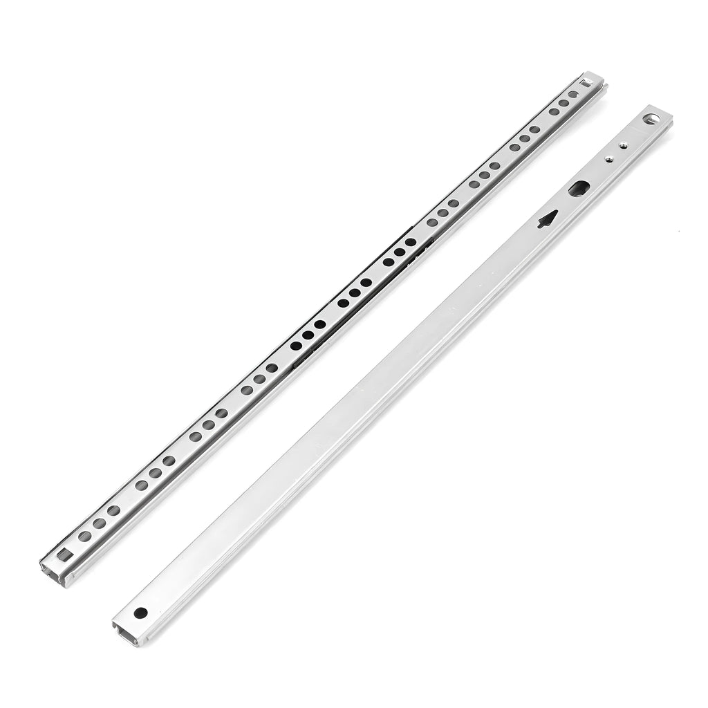 Ultra-narrow 17mm drawer slide rail with ball bearing mechanism in extended position