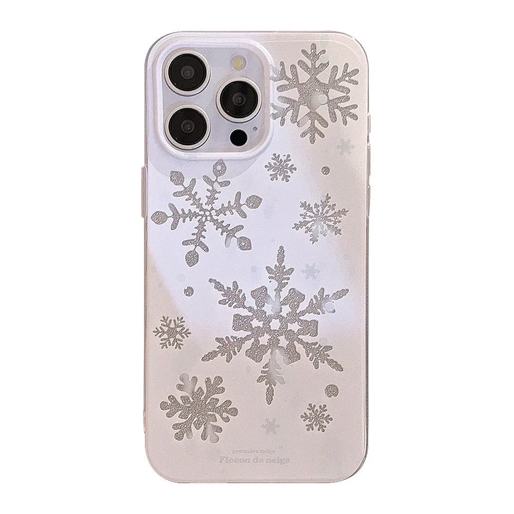 Autumn winter atmosphere TPU phone case for Apple iPhone with glitter winter floating cream design