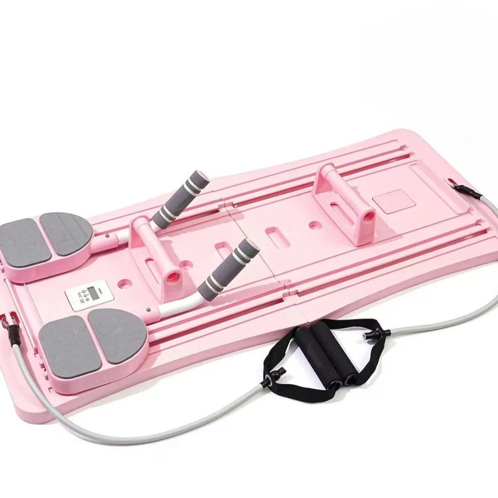 Foldable purple abdominal support board for core workouts on floor