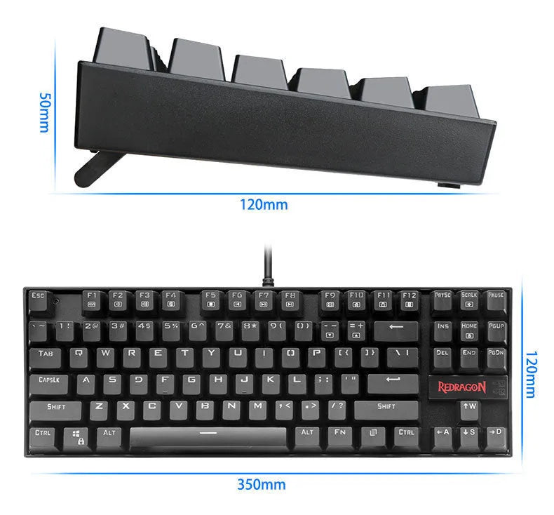 Monochrome luminous wired mechanical gaming keyboard set with green axis switches, aluminium alloy body, includes mouse and headphones