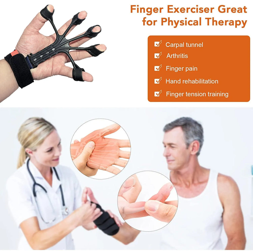 HLX silicone finger flexion extension trainer with puller and adjusting belt for hand rehabilitation